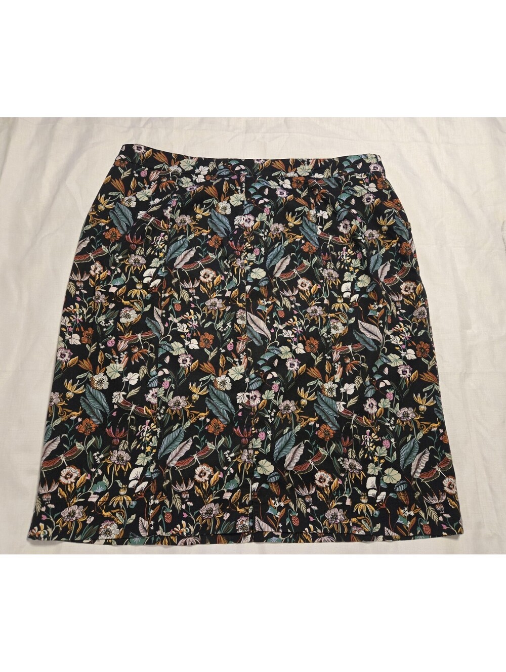 Christopher And Banks Womens Black Floral Dragonfly A-line Skirt Size 16